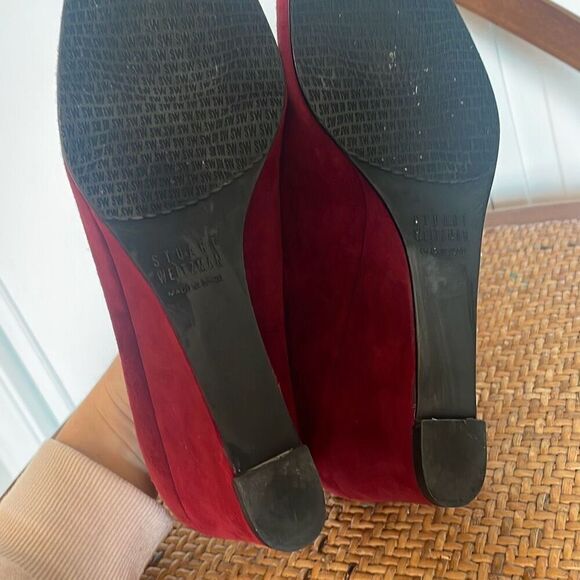 Stuart Weitzman red suede wedge pumps size 7 - Picture 6 of 11